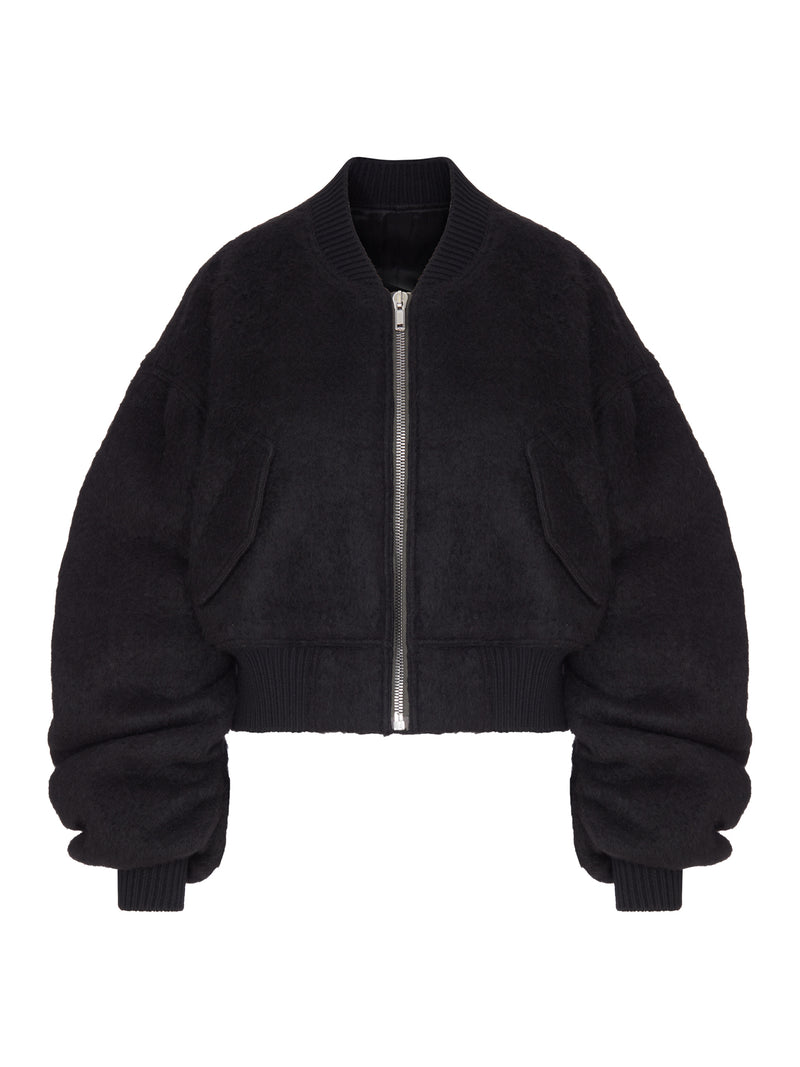 GIACCA BOMBER CROPPED IN LANA D`ALPACA CON ZIP