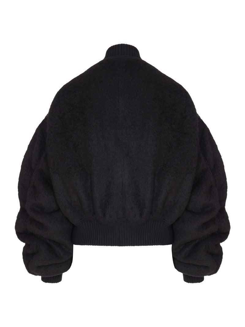 GIACCA BOMBER CROPPED IN LANA D`ALPACA CON ZIP