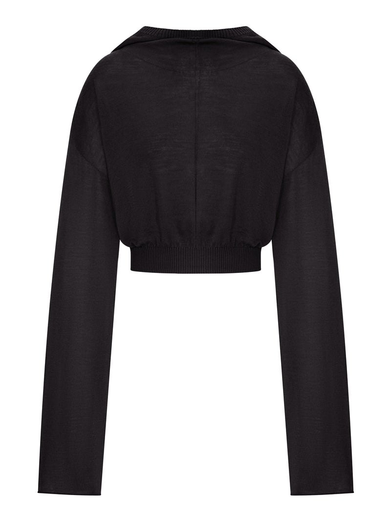 MAGLIA CROPPED IN MAGLIA CON CAPPUCCIO