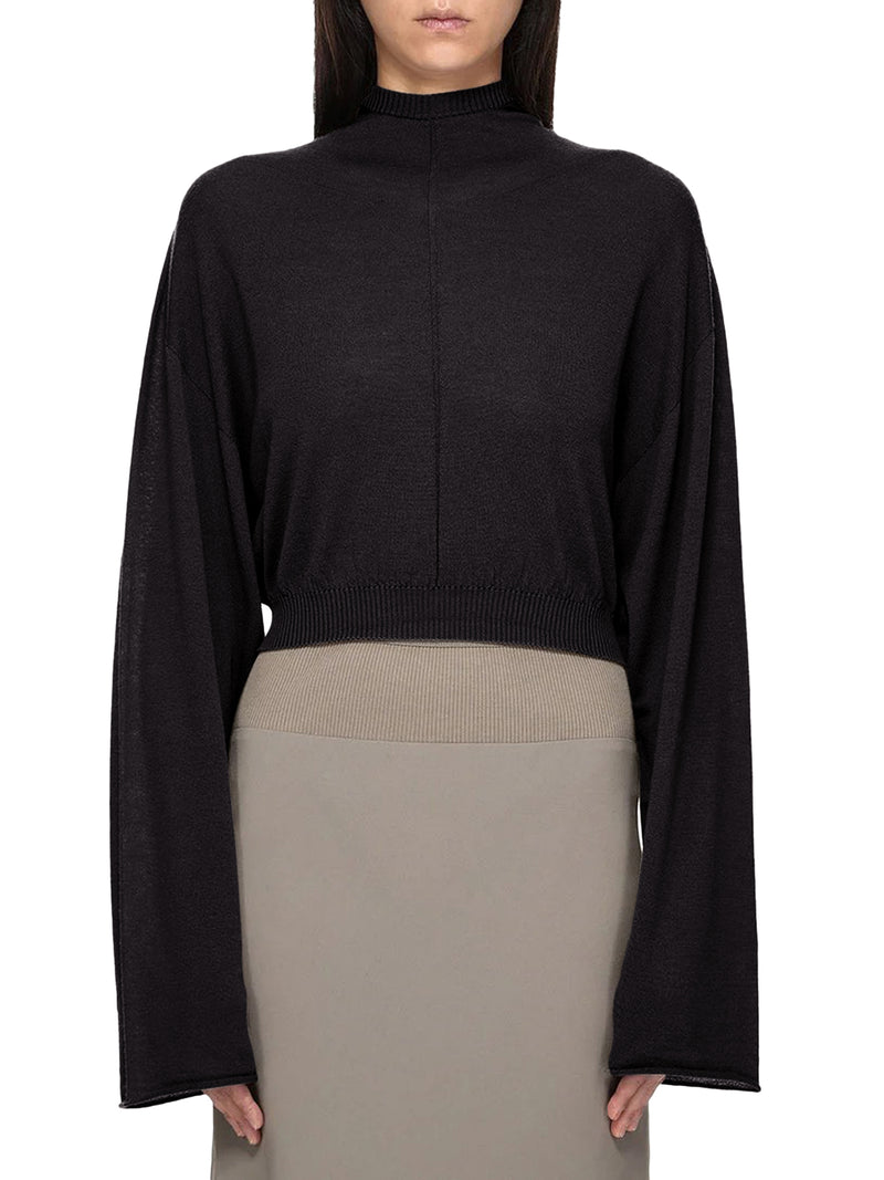 MAGLIA CROPPED IN MAGLIA CON CAPPUCCIO
