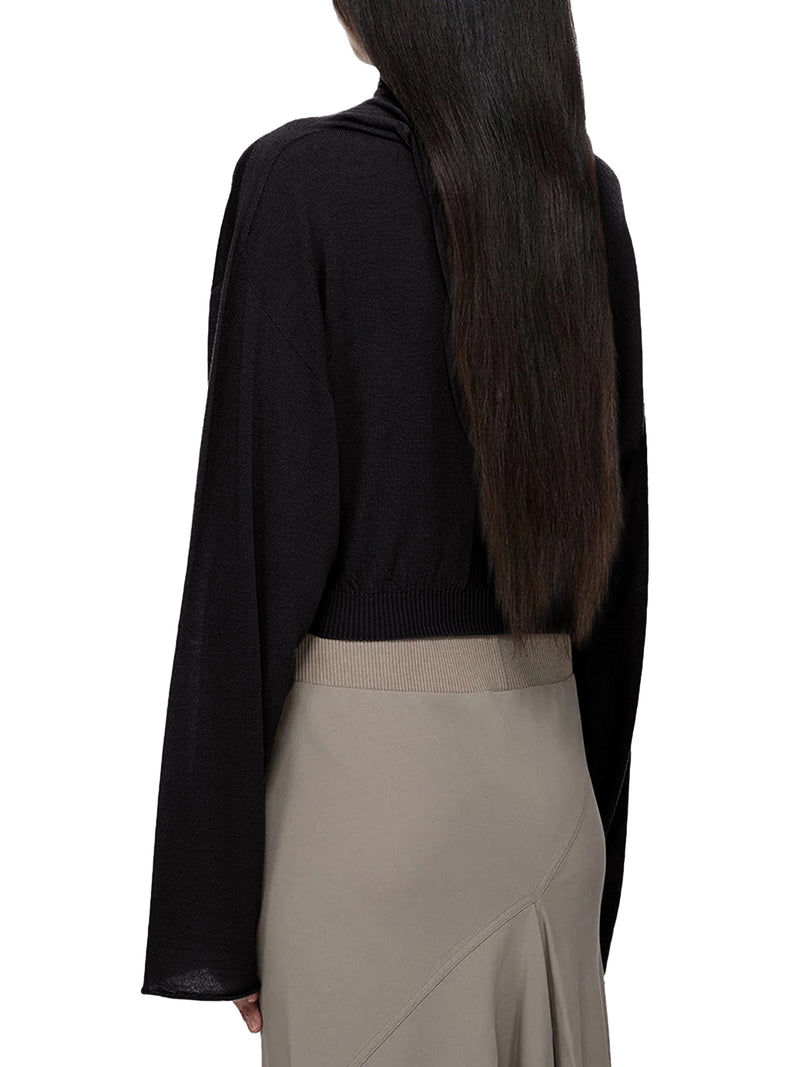 MAGLIA CROPPED IN MAGLIA CON CAPPUCCIO