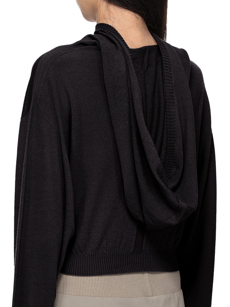 MAGLIA CROPPED IN MAGLIA CON CAPPUCCIO
