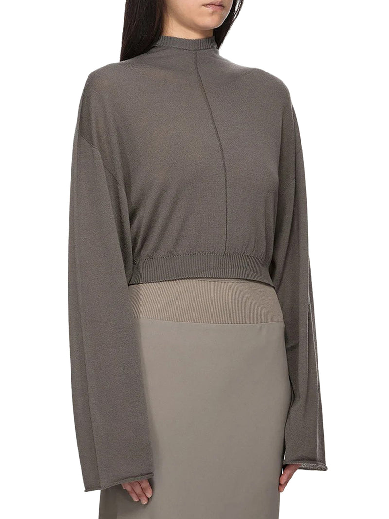 MAGLIA CROPPED IN MAGLIA CON CAPPUCCIO