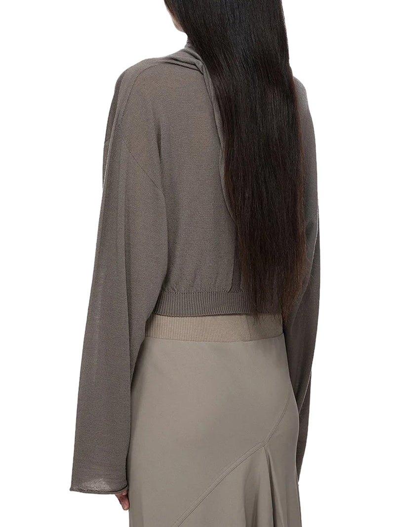 MAGLIA CROPPED IN MAGLIA CON CAPPUCCIO