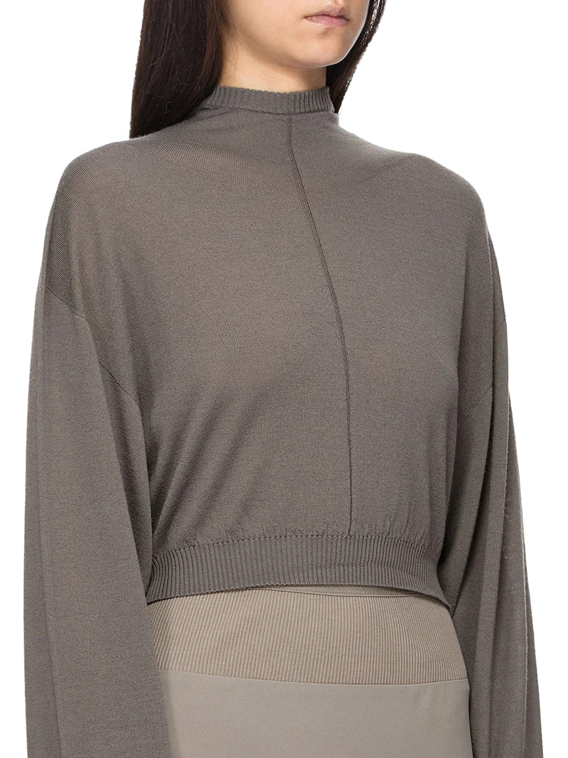 MAGLIA CROPPED IN MAGLIA CON CAPPUCCIO