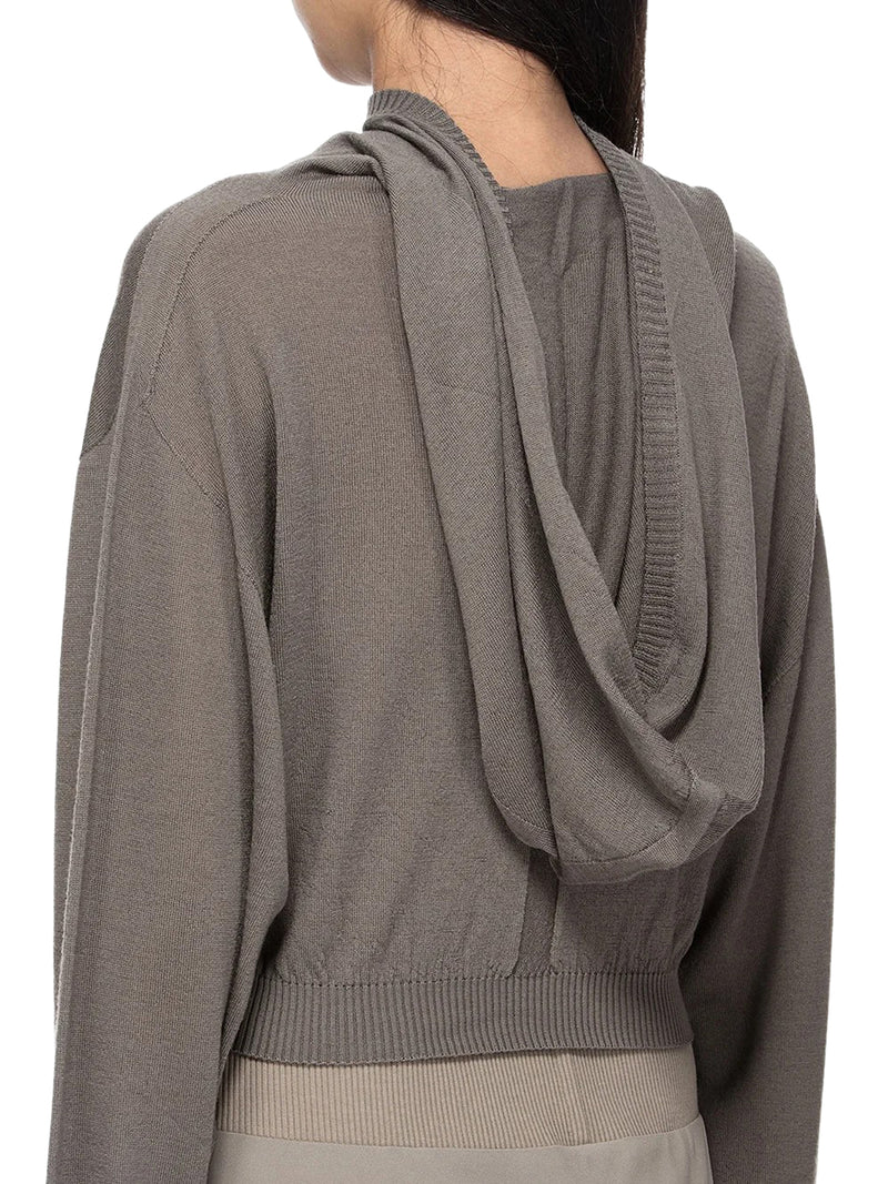 MAGLIA CROPPED IN MAGLIA CON CAPPUCCIO