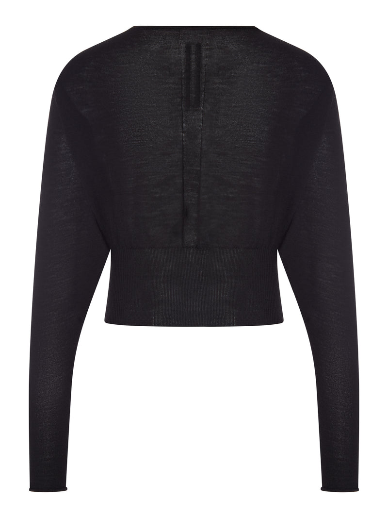 MAGLIA CROPPED CON SCOLLO A V IN LANA FINE