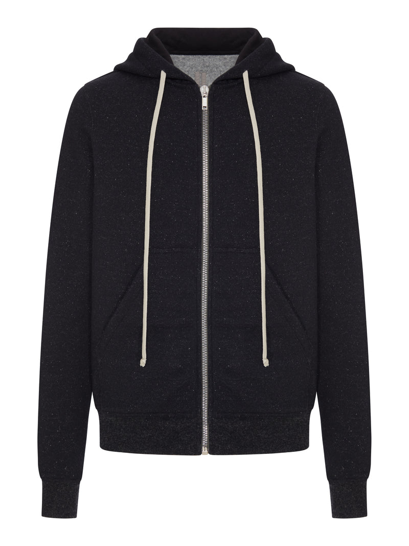 FELPA ZIP-UP IN COTONE CON CAPPUCCIO IN TESSUTO MELANGE