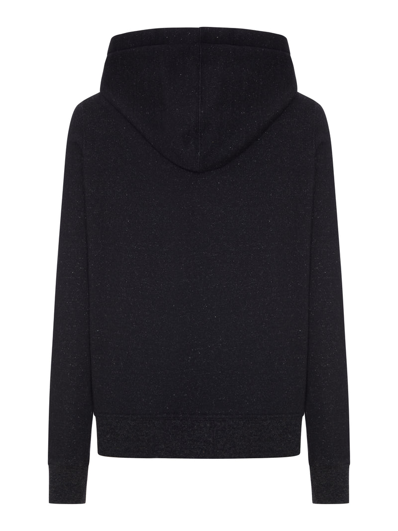 FELPA ZIP-UP IN COTONE CON CAPPUCCIO IN TESSUTO MELANGE