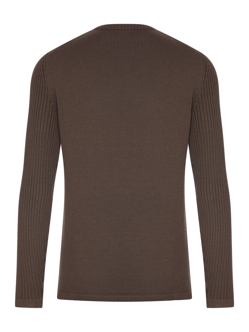 MAGLIA IN LANA CON TASCA IN RE-NYLON