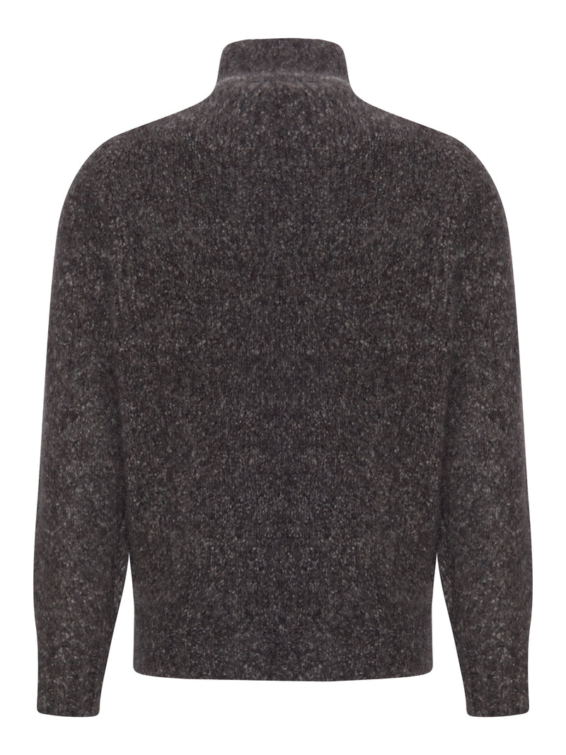 MAGLIA ZIP-UP IN MAGLIA BOUCLÉ CON COLLO ALTO