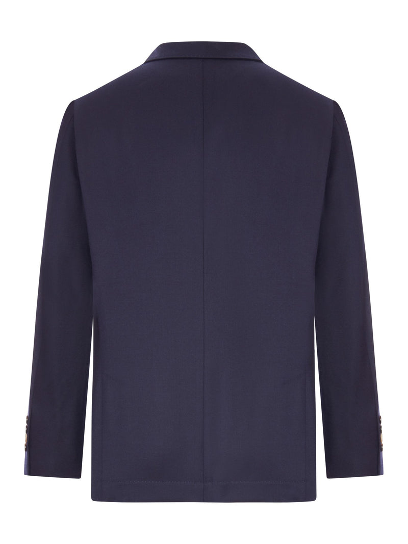 BLAZER IN CASHMERE BLU CON FODERA A CONTRASTO