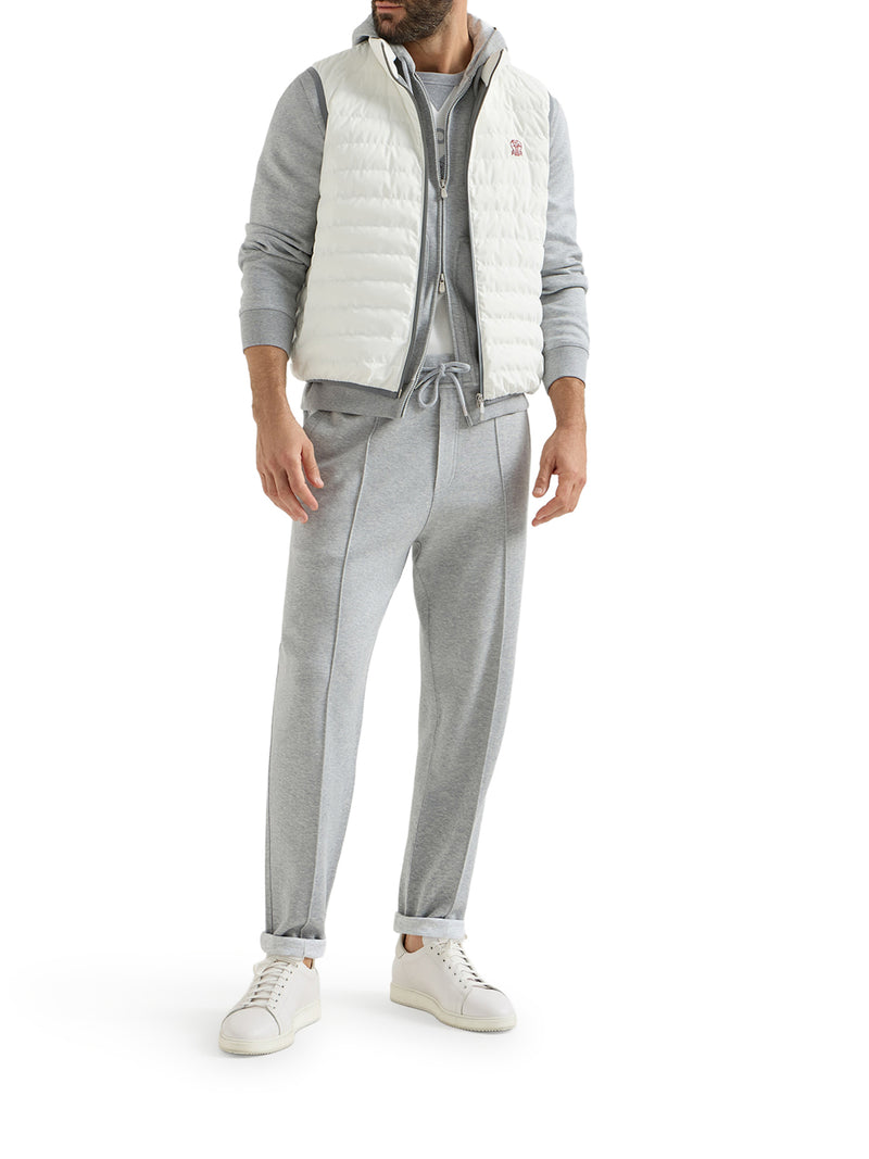 TOPWEAR IN FELPA DOUBLE DI COTONE, CASHMERE E SETA CON ZIP E CAPPUCCIO