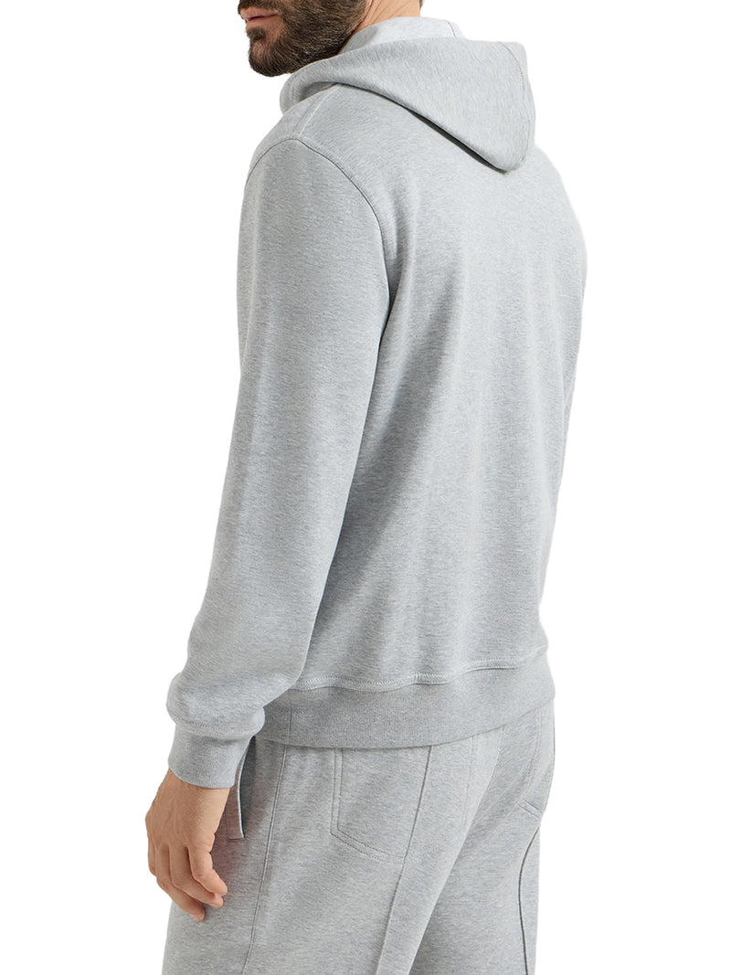 TOPWEAR IN FELPA DOUBLE DI COTONE, CASHMERE E SETA CON ZIP E CAPPUCCIO