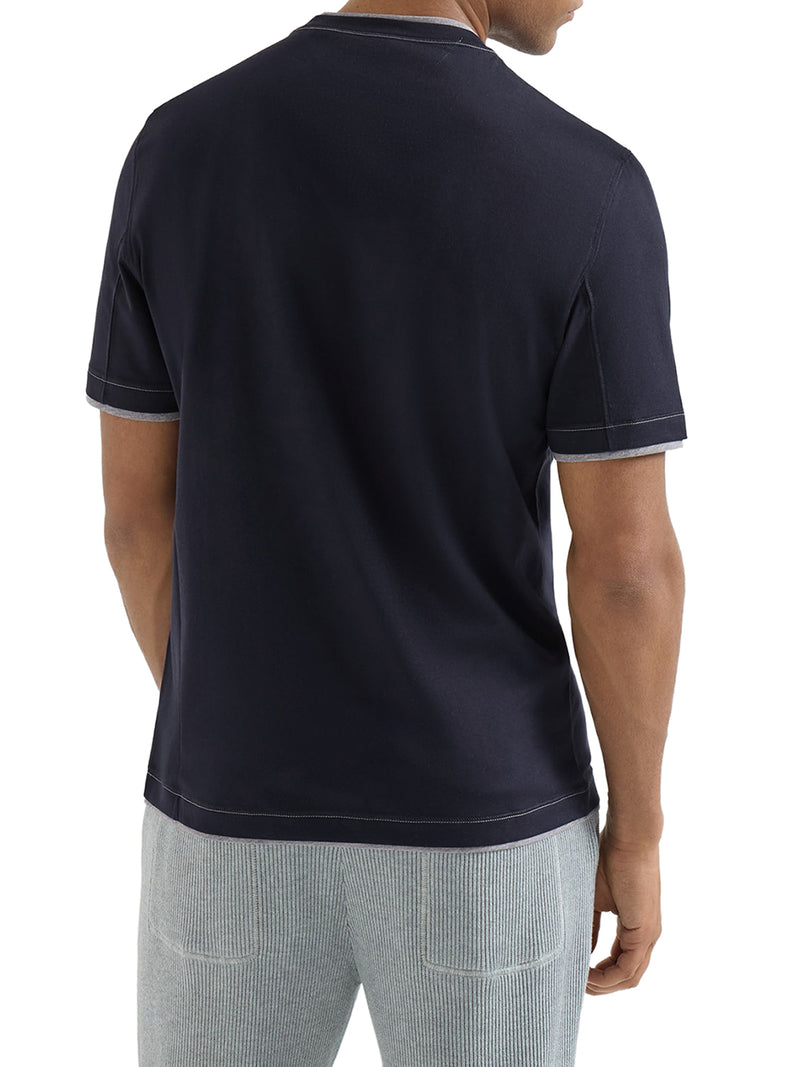 T-SHIRT IN COTONE CON LOGO FRONTALE E RIFINITURE A CONTRASTO
