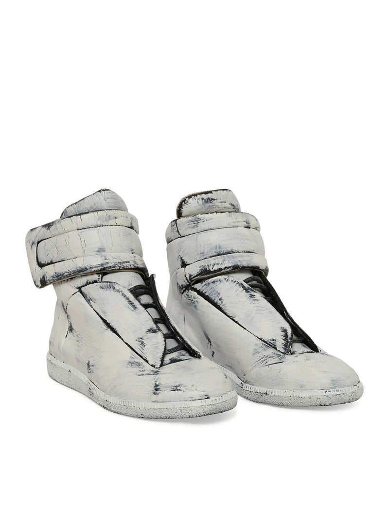 SNEAKER FUTURE MID-TOP IN BIANCO VERNICIATO