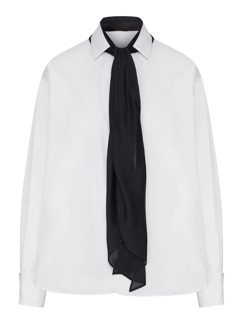 CAMICIA IN COTONE CON FOULARD A CONTRASTO
