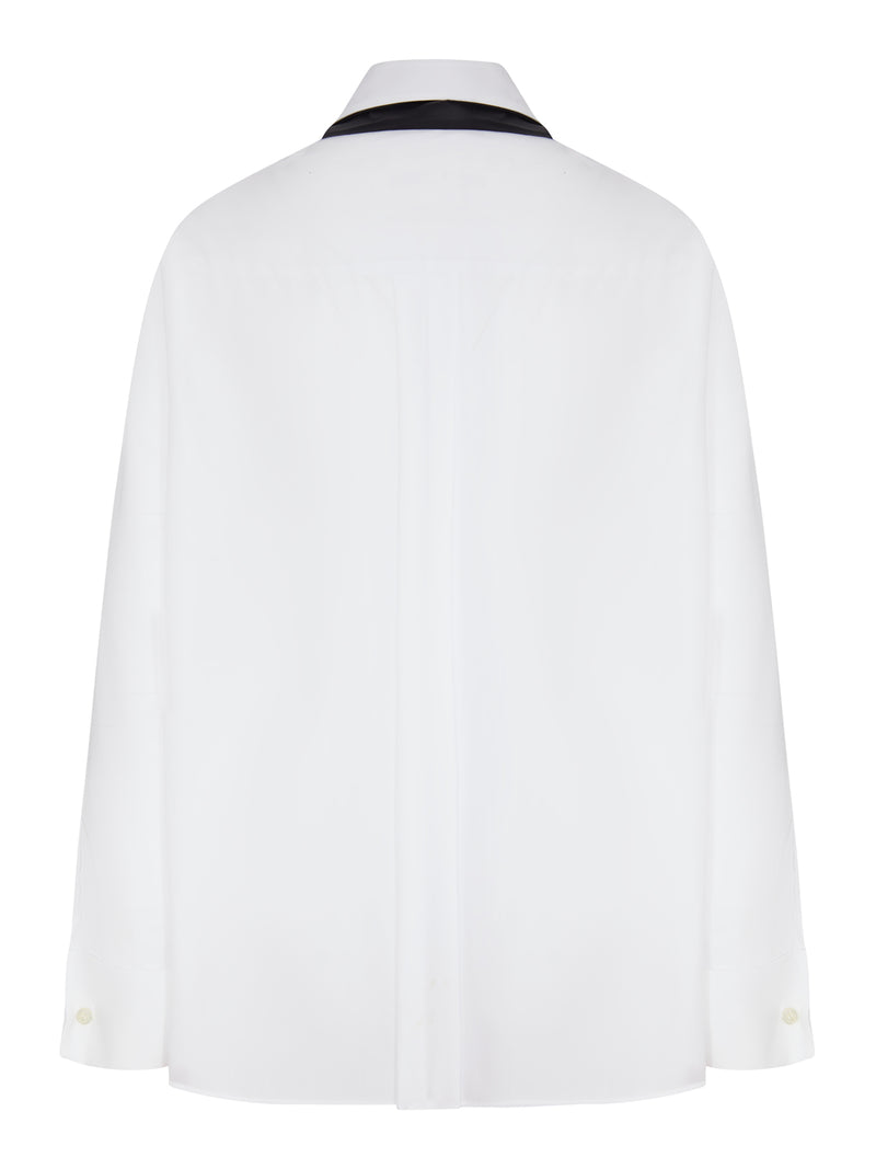 CAMICIA IN COTONE CON FOULARD A CONTRASTO