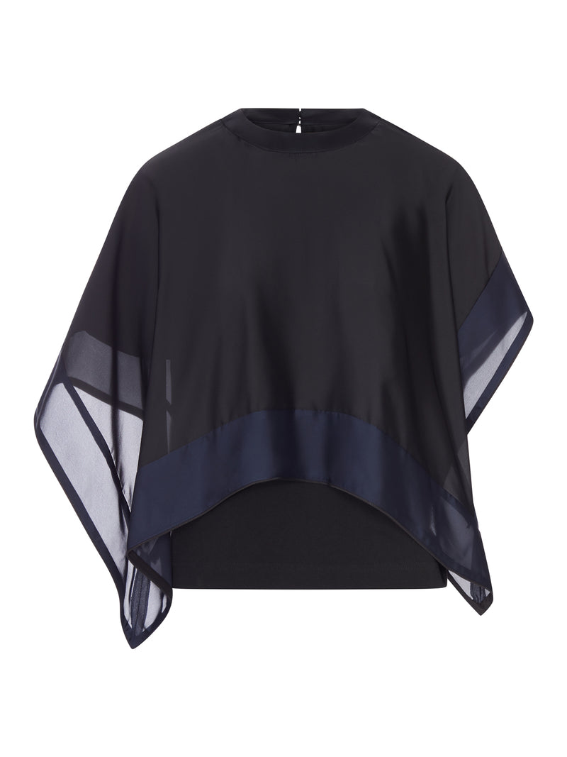 T-SHIRT IN COTONE CON MANTELLA IN CHIFFON