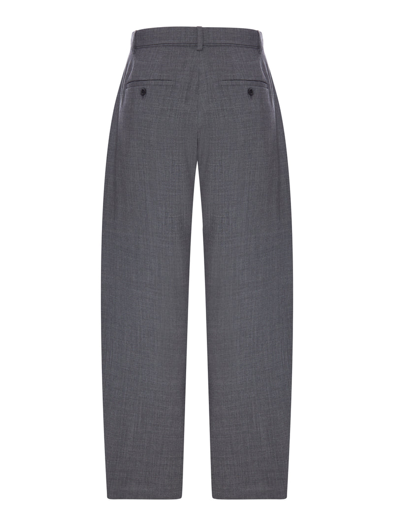 PANTALONI WIDE LEG IN MISTO LANA CON CINTURA