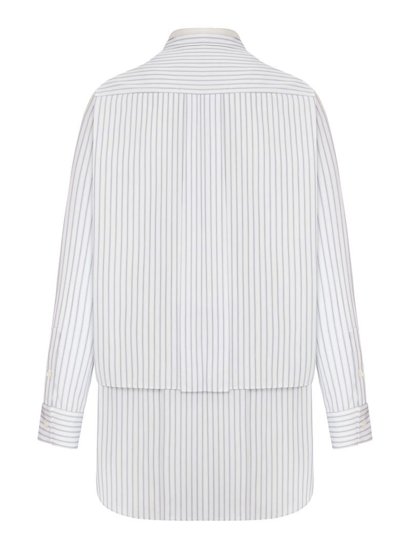 ABITO A CAMICIA CON MOTIVO A RIGHE E FOULARD INTEGRATO