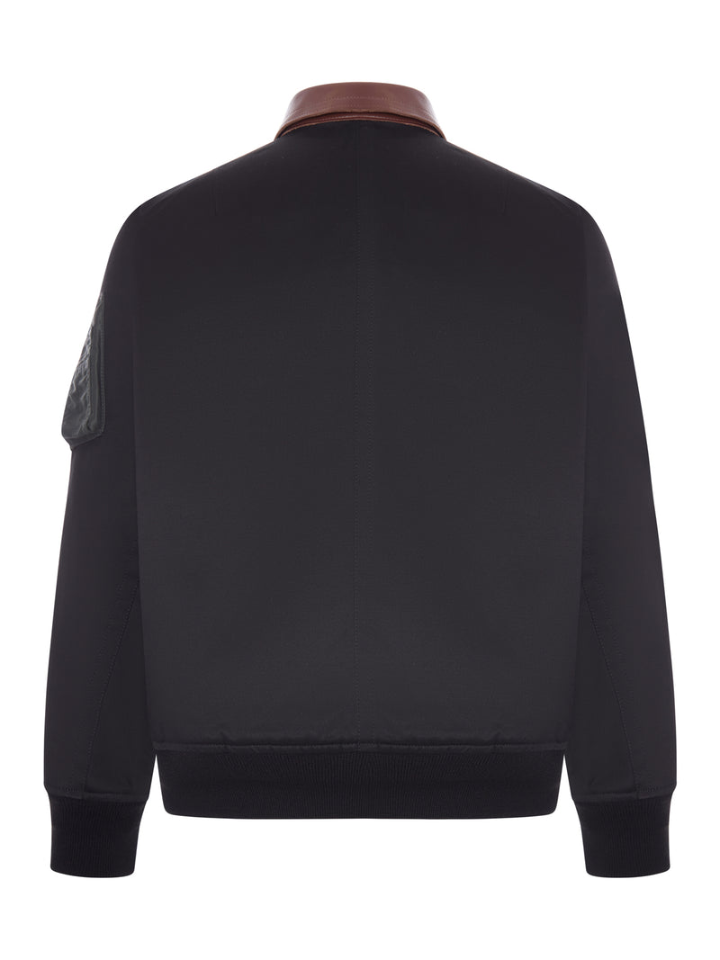 GIACCA BOMBER UTILITY CON DETTAGLI IN PELLE