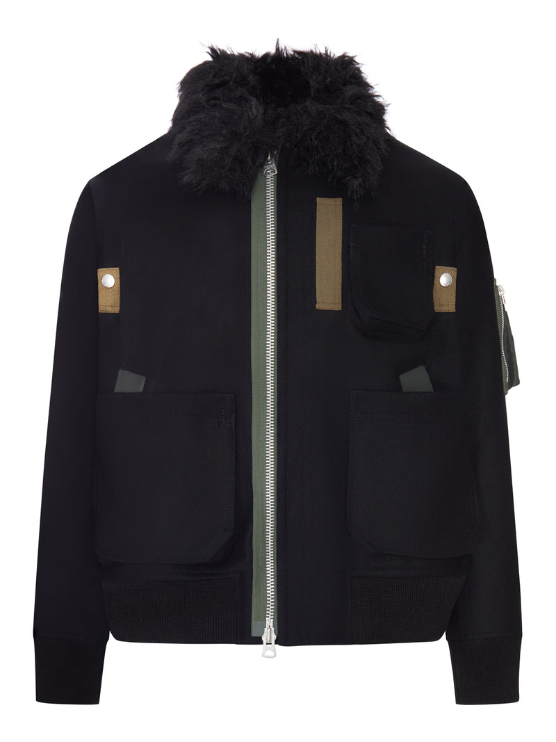 GIACCA BOMBER CON COLLO IN ECOPELLICCIA