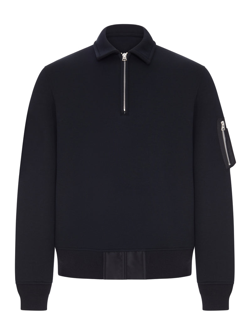 FELPA POLO CON ZIP E TASCA SULLA MANICA
