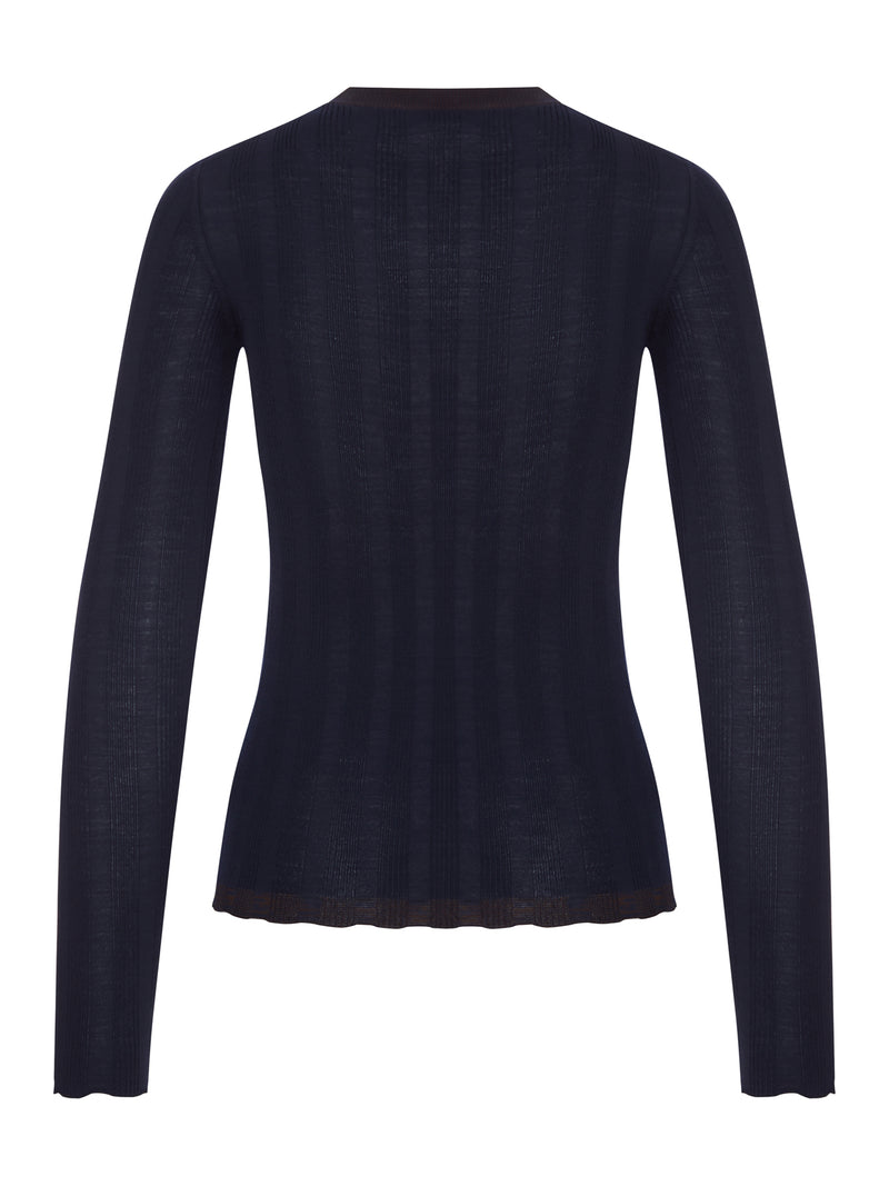 TOP IN MAGLIA A COSTE CON LOGO