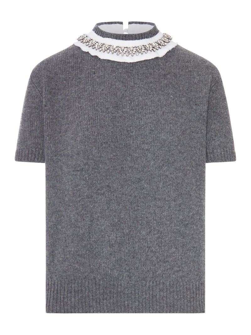 MAGLIA IN CASHMERE CON COLLO GIOIELLO