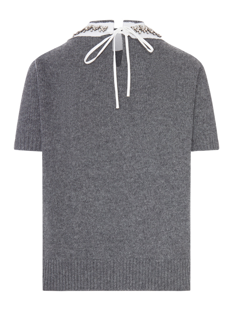 MAGLIA IN CASHMERE CON COLLO GIOIELLO
