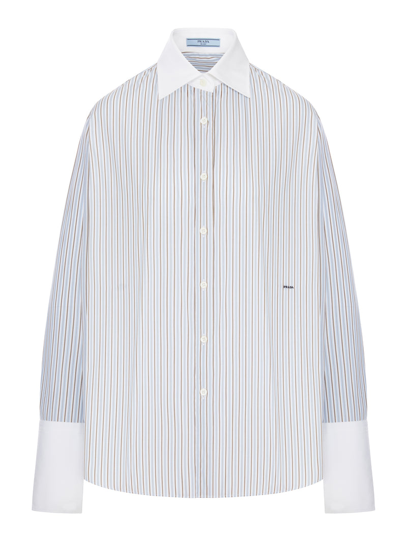 CAMICIA IN COTONE A RIGHE CON POLSINI A CONTRASTO