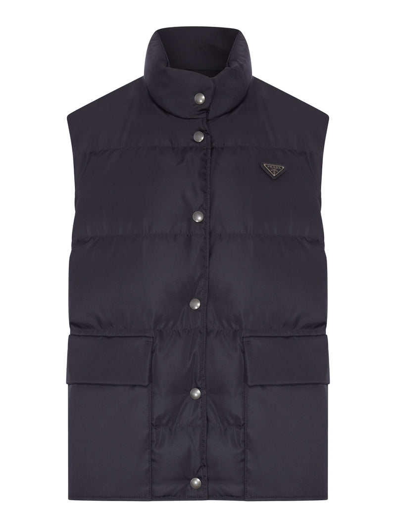 GILET IN RE-NYLON CON PLACCA LOGO