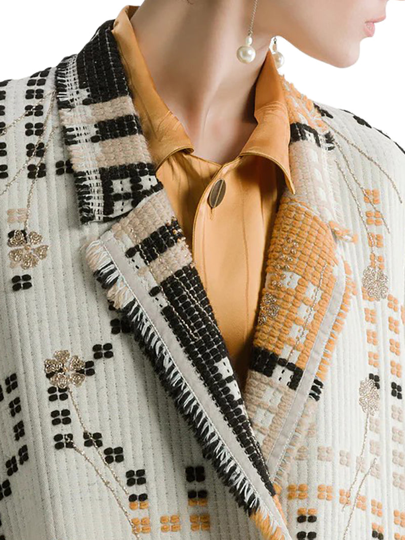 CAPPOTTO LUNGO IN JACQUARD RICAMATO