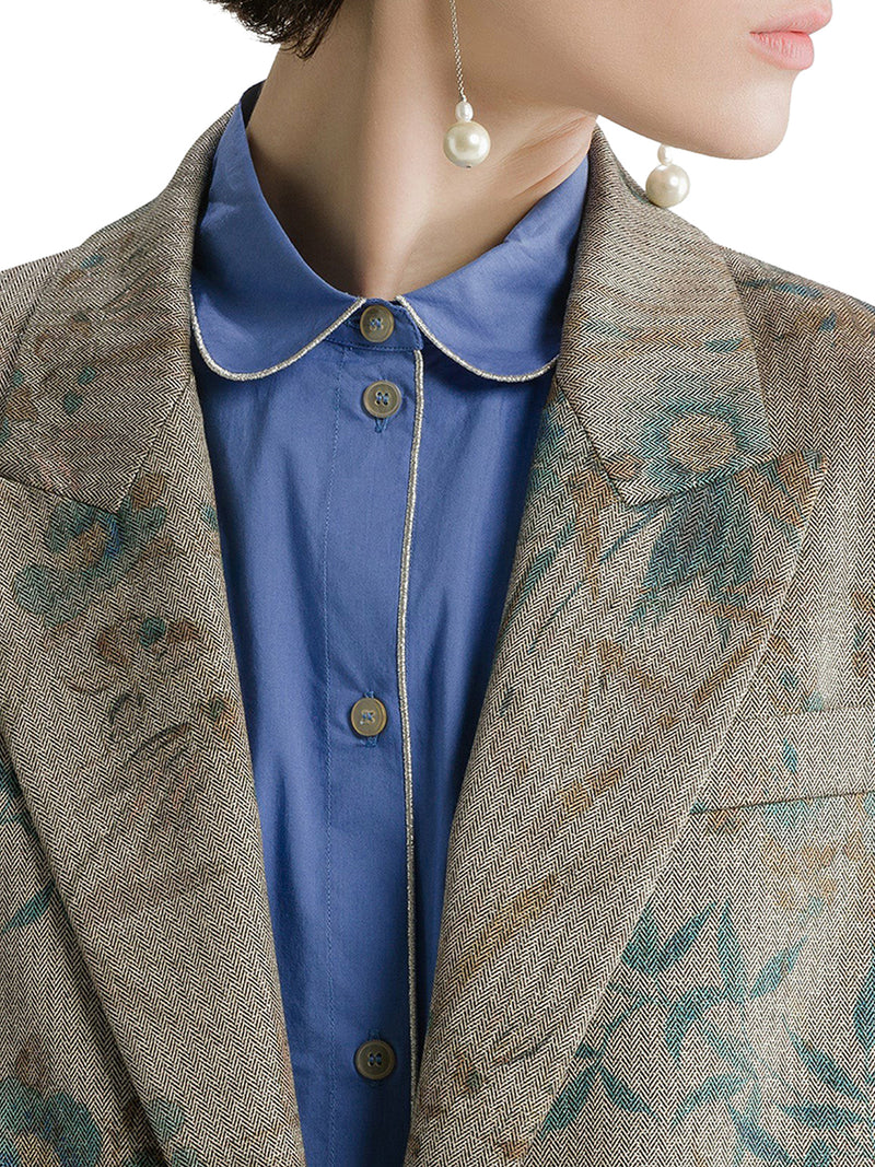 BLAZER MONOPETTO CON STAMPA FLOREALE