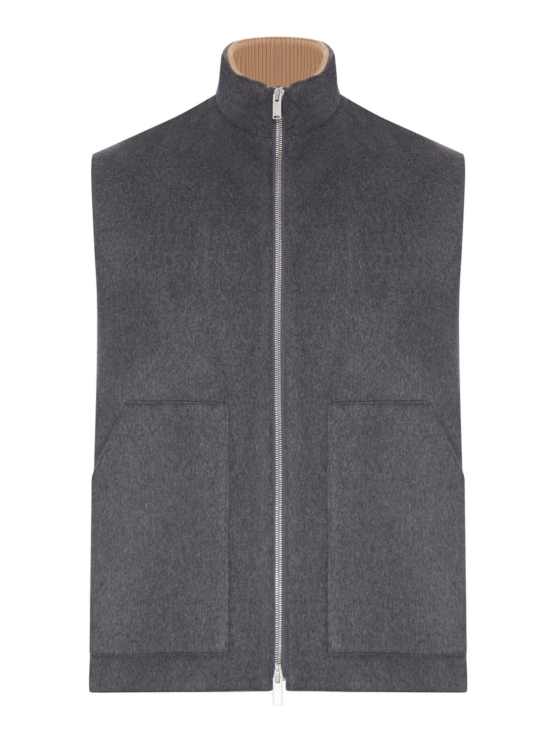 GILET IN LANA E CASHMERE CON ZIP E COLLO ALTO