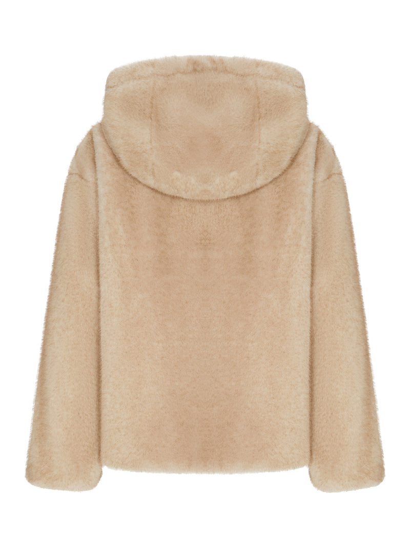 GIACCA CON CAPPUCCIO IN ECOPELLICCIA