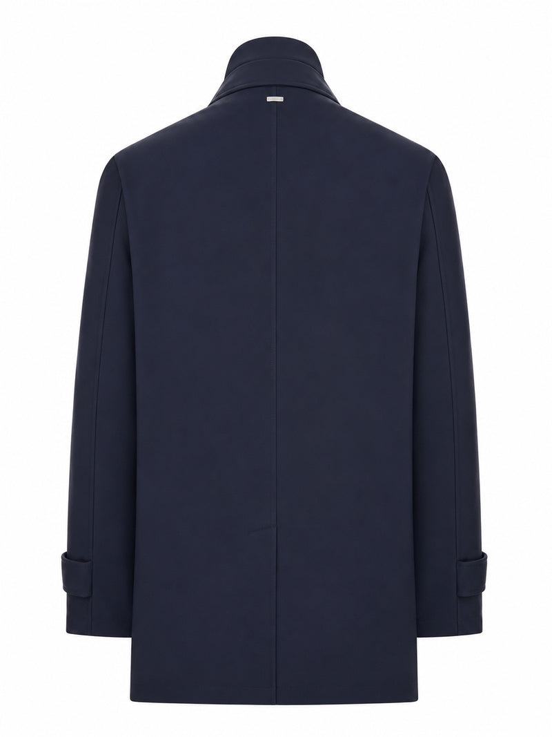 CAPPOTTO IN TESSUTO TECNICO IMPERMEABILE CON BOTTONI E COLLO ALTO