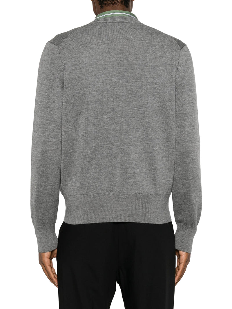CARDIGAN IN MAGLIA CON SCOLLO A V E LOGO RICAMATO