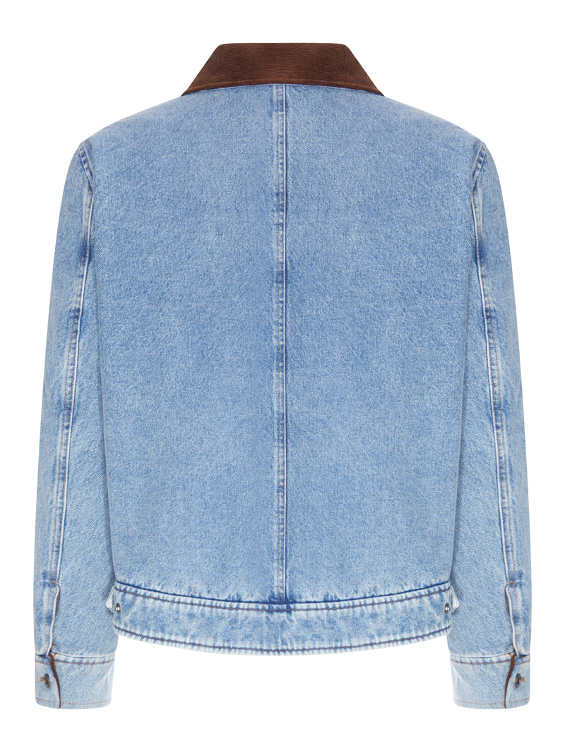 GIACCA IN DENIM AMI DE COEUR CON COLLETTO A CONTRASTO