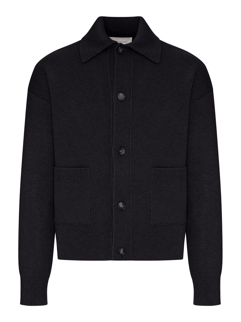 CARDIGAN CON COLLETTO A CAMICIA IN LANA