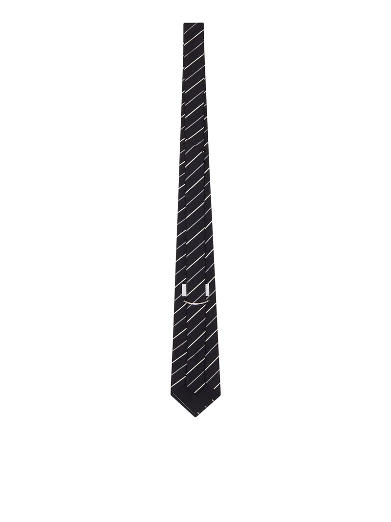 CRAVATTA AMPIA IN JACQUARD DI SETA A RIGHE