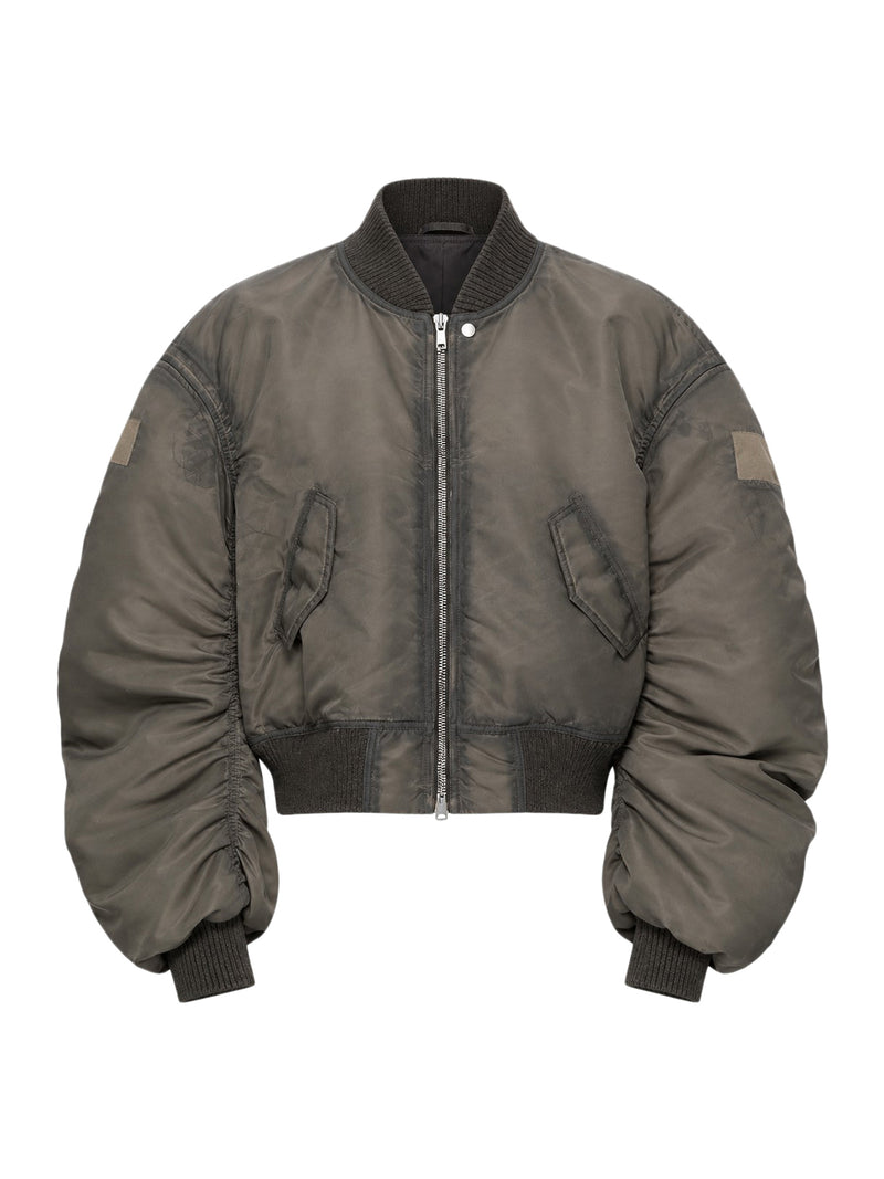 BOMBER CROP IN NYLON GRIGIO