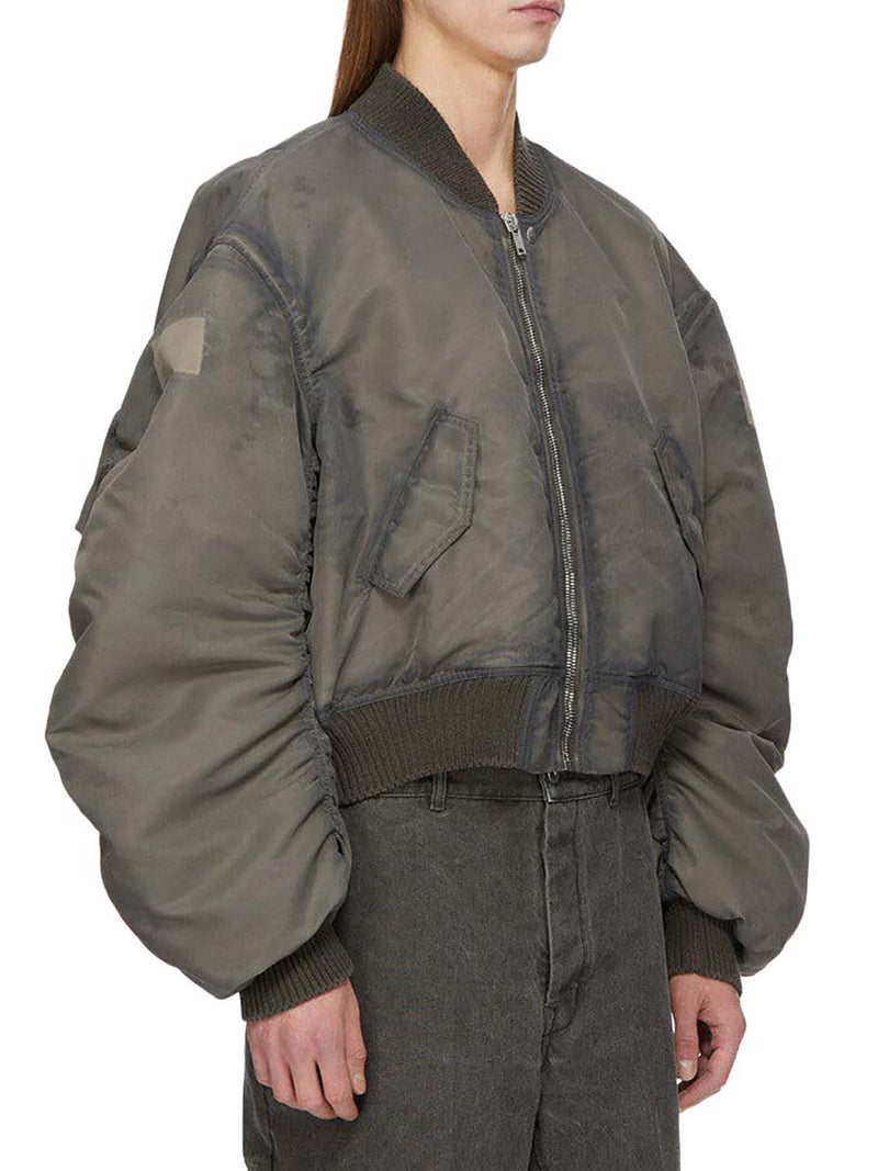 BOMBER CROP IN NYLON GRIGIO