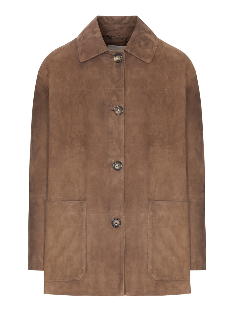 OVERSHIRT IN PELLE DI AGNELLO SCAMOSCIATA