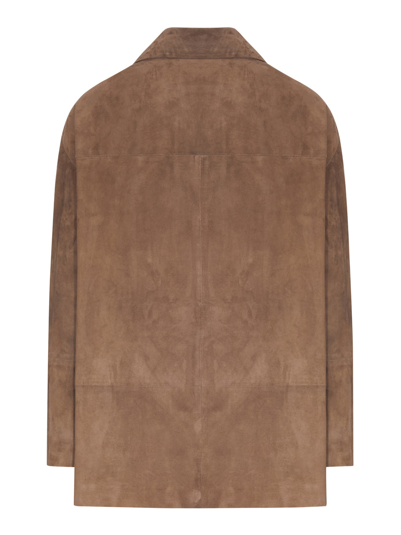 OVERSHIRT IN PELLE DI AGNELLO SCAMOSCIATA
