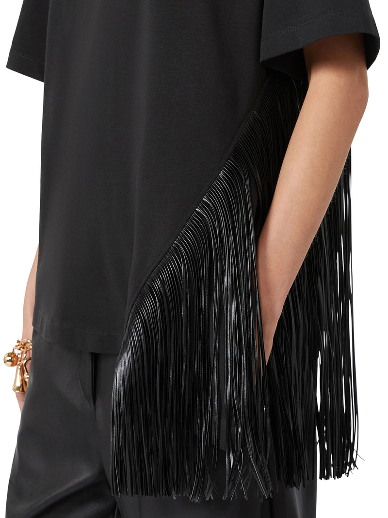 T-SHIRT IN COTONE CON FRANGE