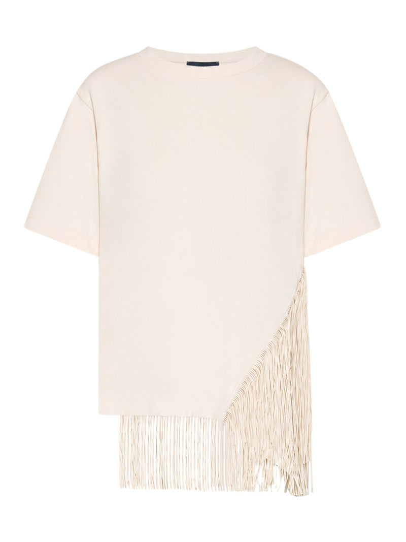 T-SHIRT IN COTONE CON FRANGE