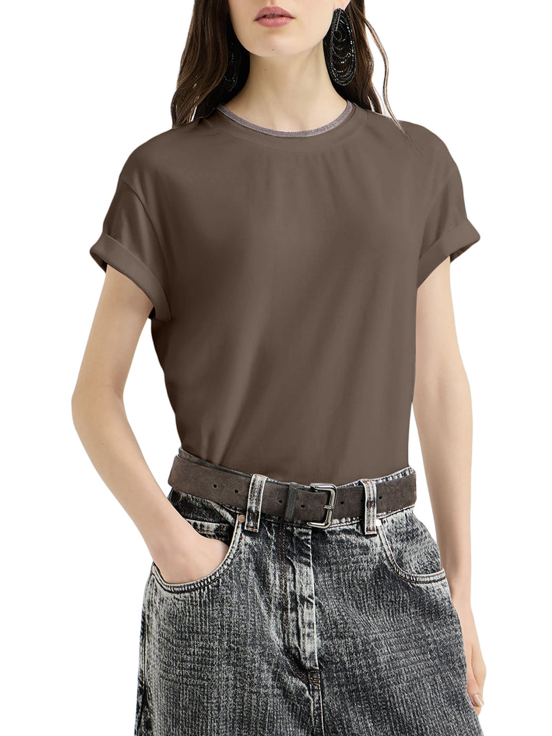 T-SHIRT IN JERSEY CON PRECIOUS FAUX LAYERING