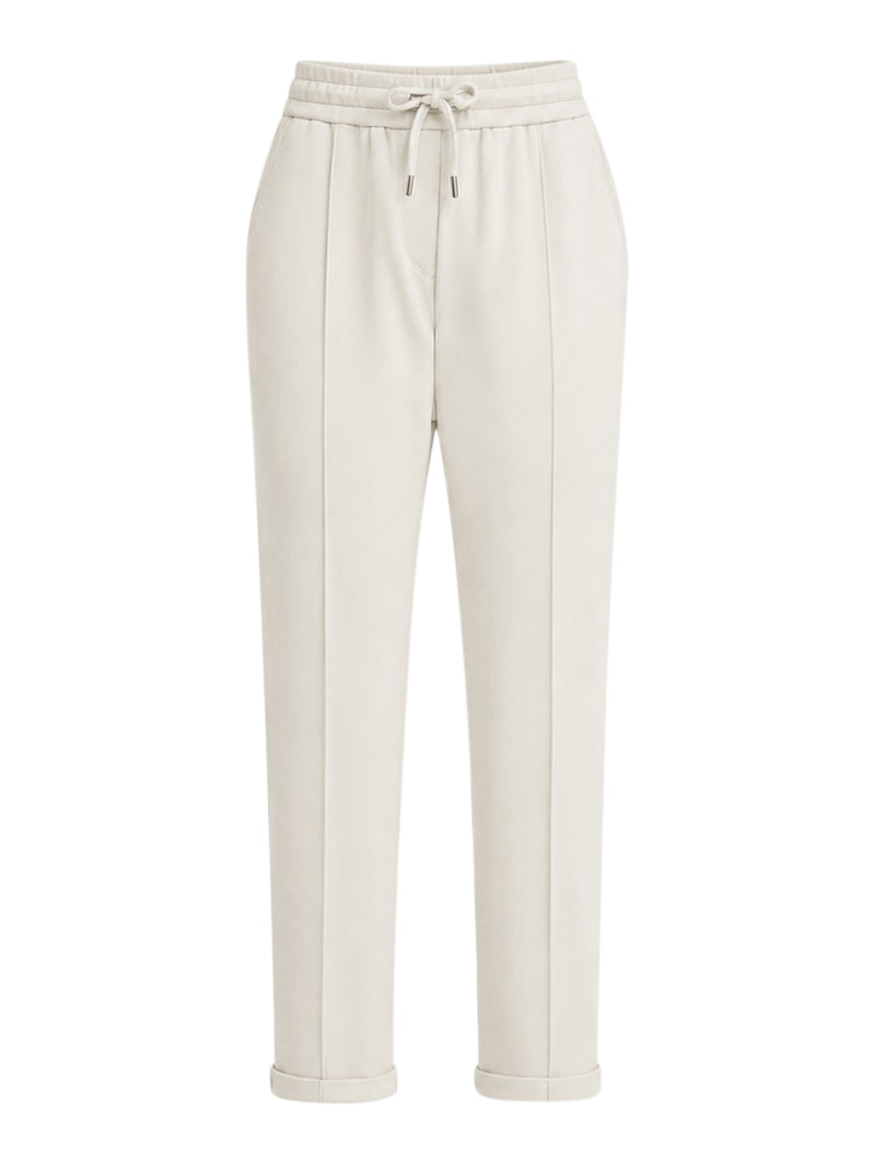 PANTALONE TRACK IN FELPA LEGGERA DI COTONE STRETCH CON MONILE